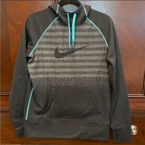 Nike Black and Gray Hoodie with Blue Accents